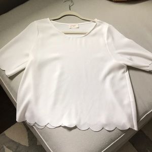 Scalloped White Blouse